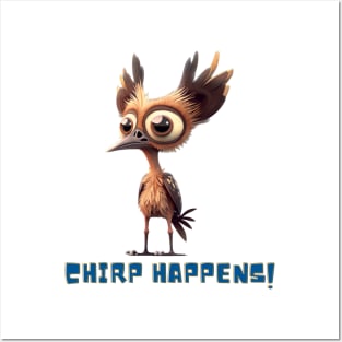 Chirp Happens Bird Design, Humorous Animal Graphic, Animal Art, Fun Gift, Quirky Design Posters and Art